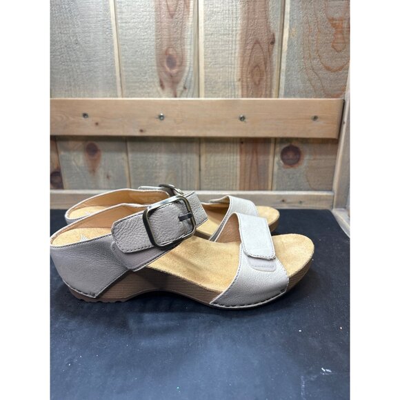 Dansko Womens Leather Sandals EU 41 US 10.5-11 Beige Slip On - Picture 4 of 9